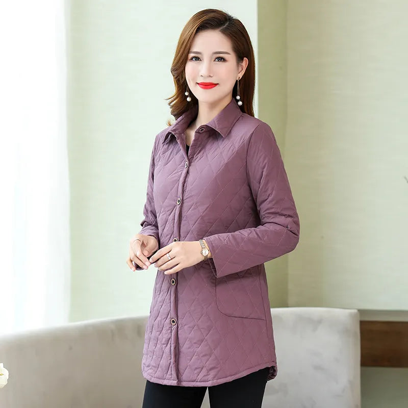 Coat11 Thin quilted jacket  Warm middle age women