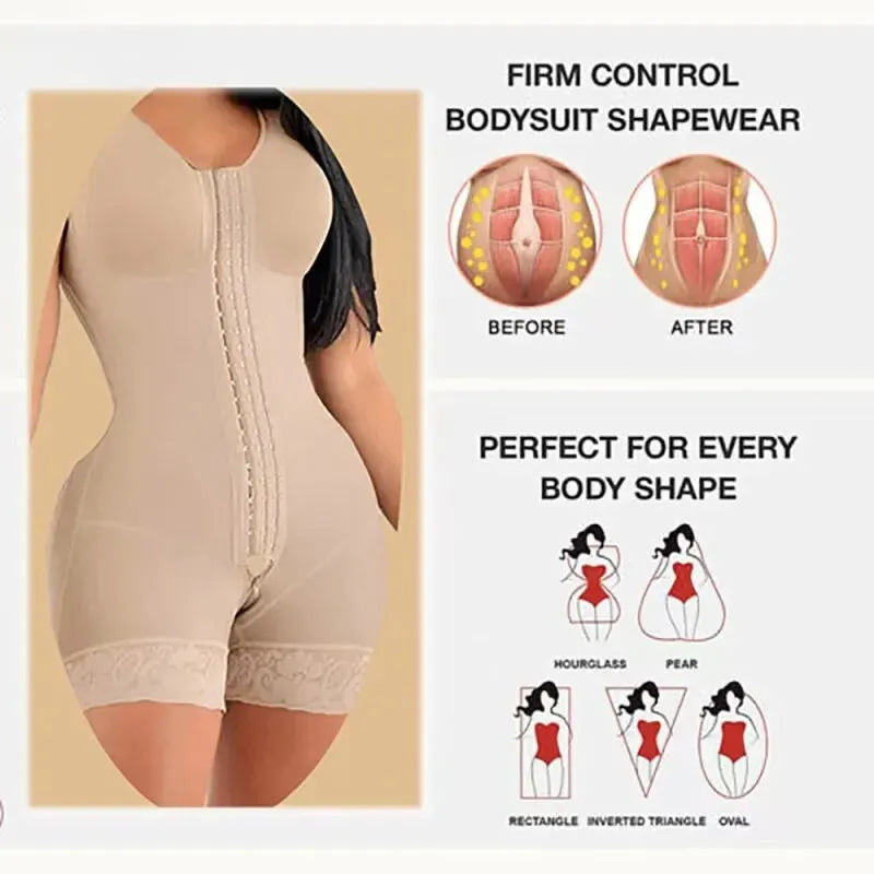 Women Bodysuit Shapewear Fajas High Compression Shorts Slimming Sexy Shaping Underwear Tummy Control Body Shaper with Buckle
