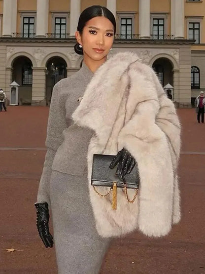 Coat27 Fashion  Thick Warm Fox  Coat Female