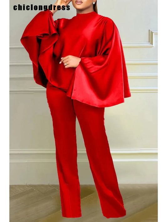 Pajamas 3 Winter Fashion Satin  Elegant Solid  Loose Batwing Sleeves