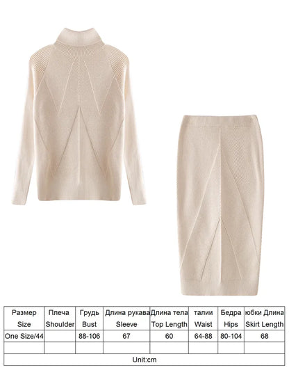 Dress3  Pullover Sweater + Slim Skirt Two-Piece Set
